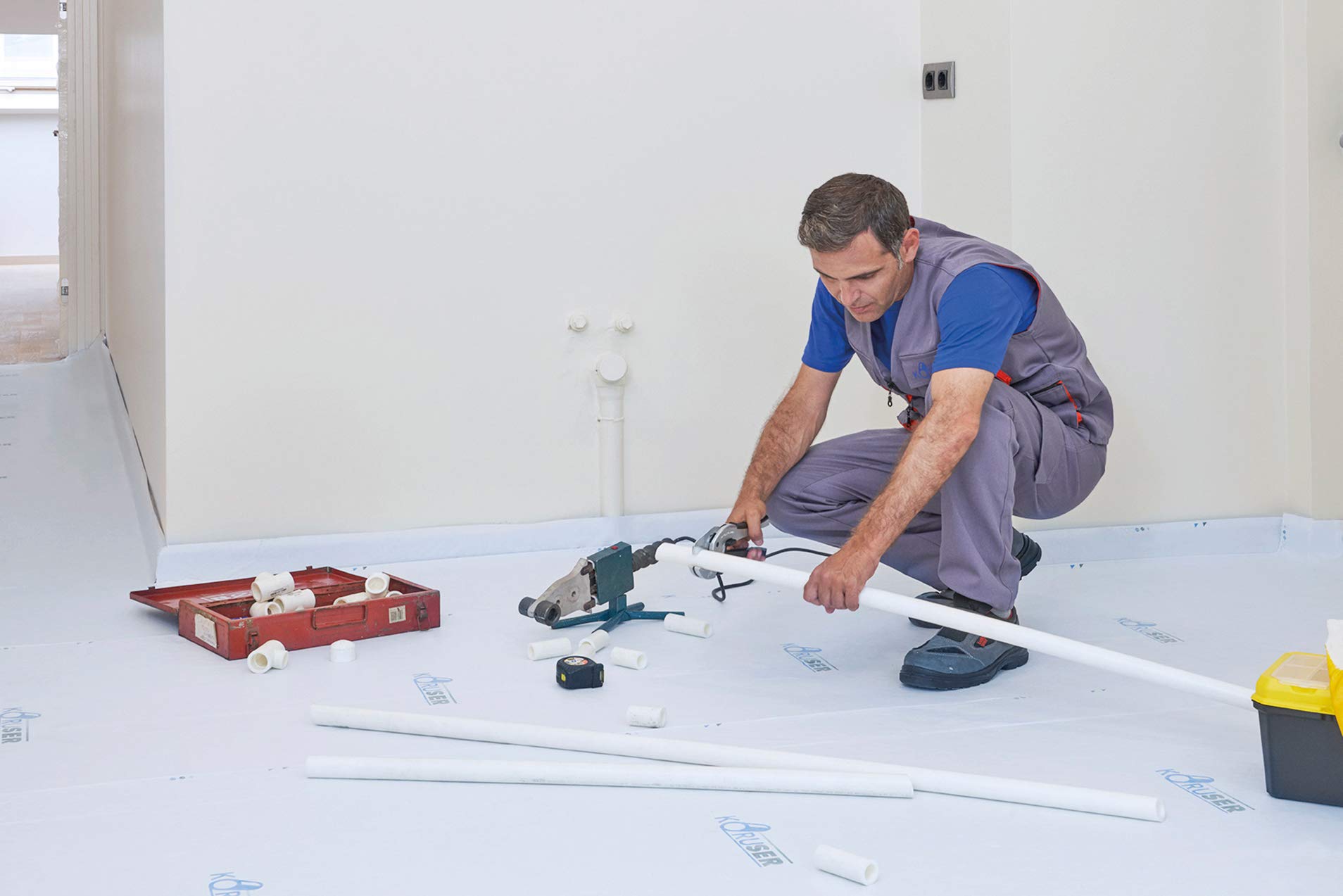 KORUSER moisture-breathable-floor-protection helps moisture escape for a safer workspace