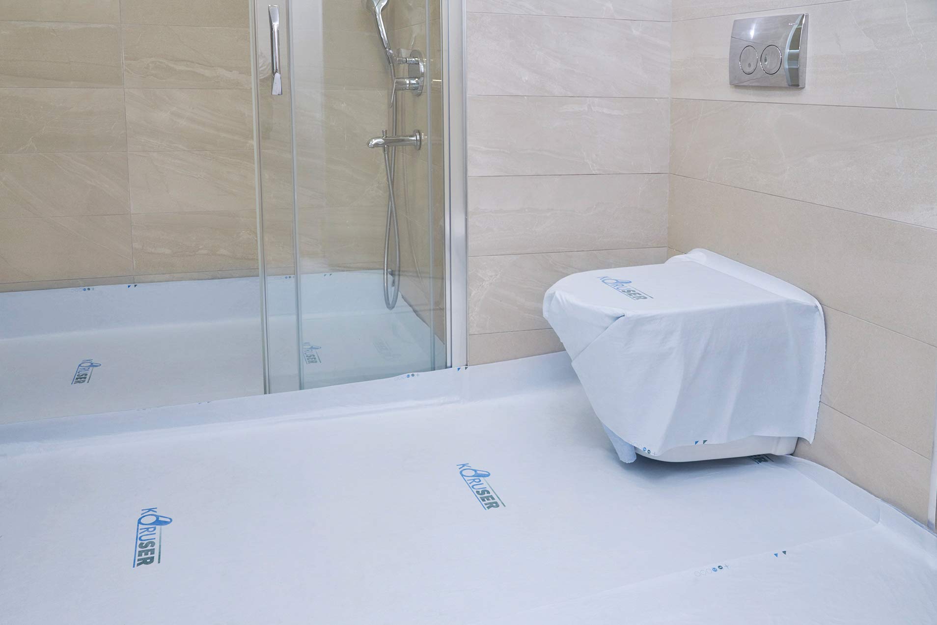 KORUSER paint-spill-protection-film minimizes cleanup after projects