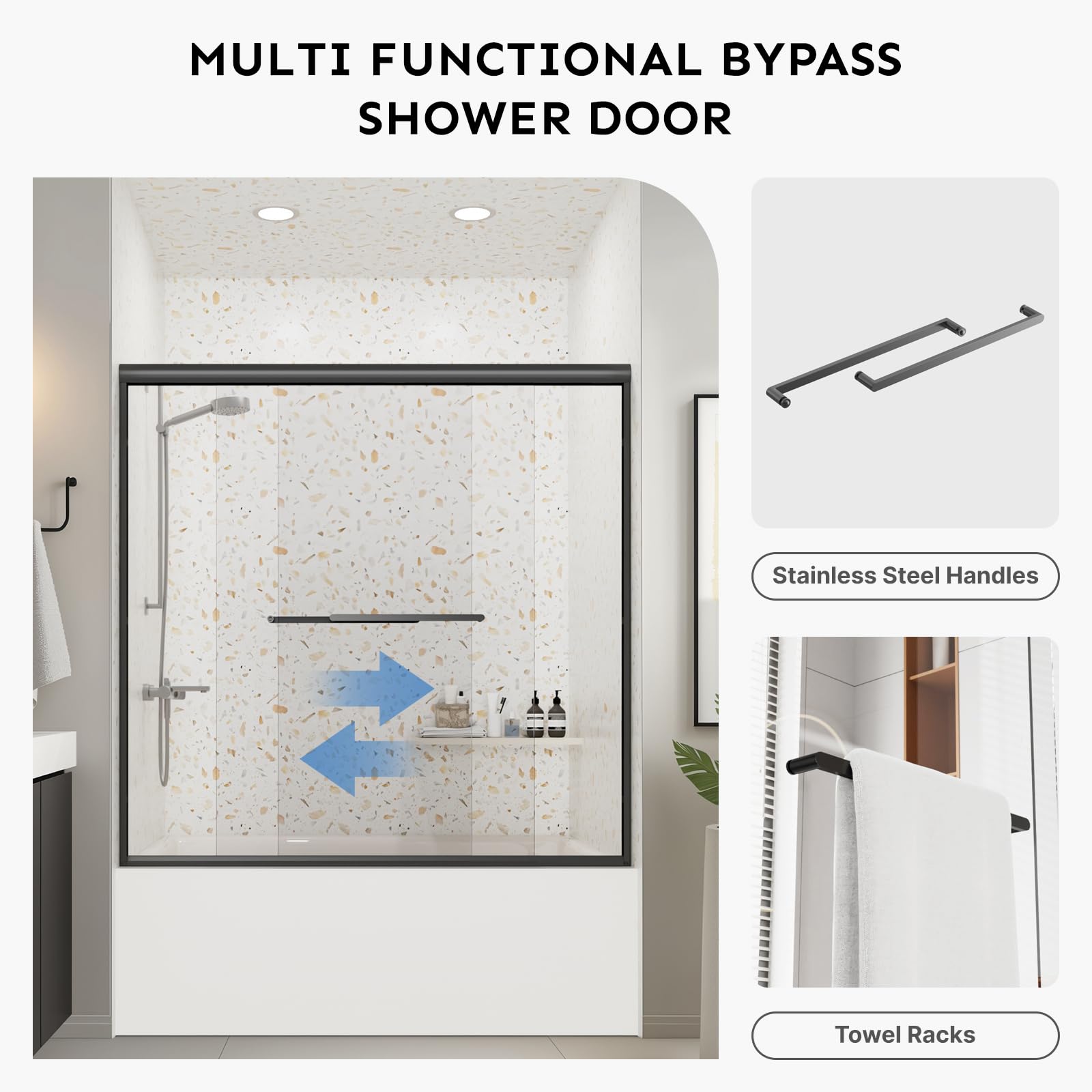 Kosmonia door with tempered glass and anti-explosion film for safety.