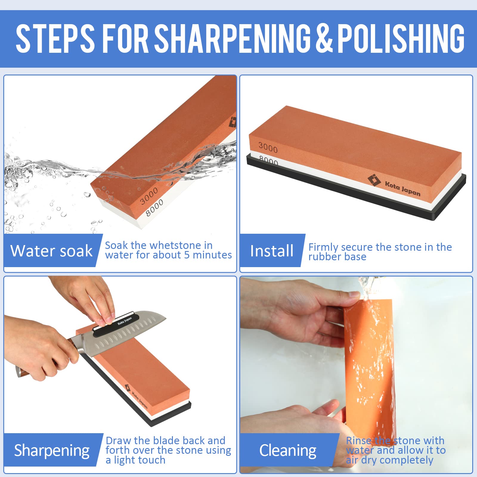 Kota Japan sharpening on a knife showcasing professional grade results for kitchen tools