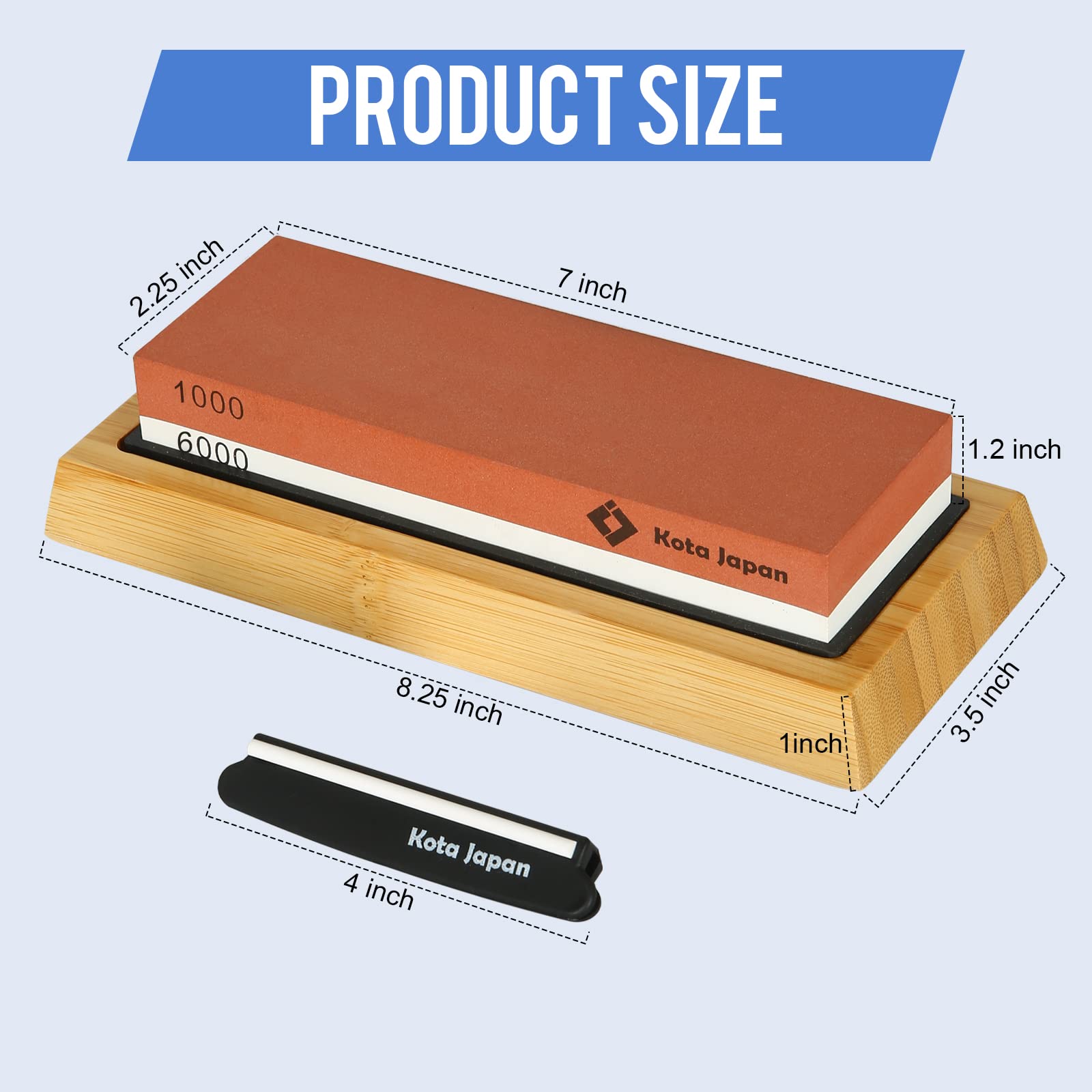 Kota Japan 1000-grit side refines dull blades for sharper cuts.
