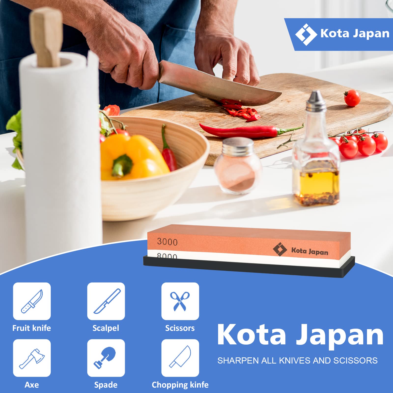 Kota Japan whetstone in water demonstrates soaking and safe use