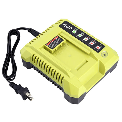 Kotoate Ryobi 40V charger front view with clear status indicator for quick battery checks