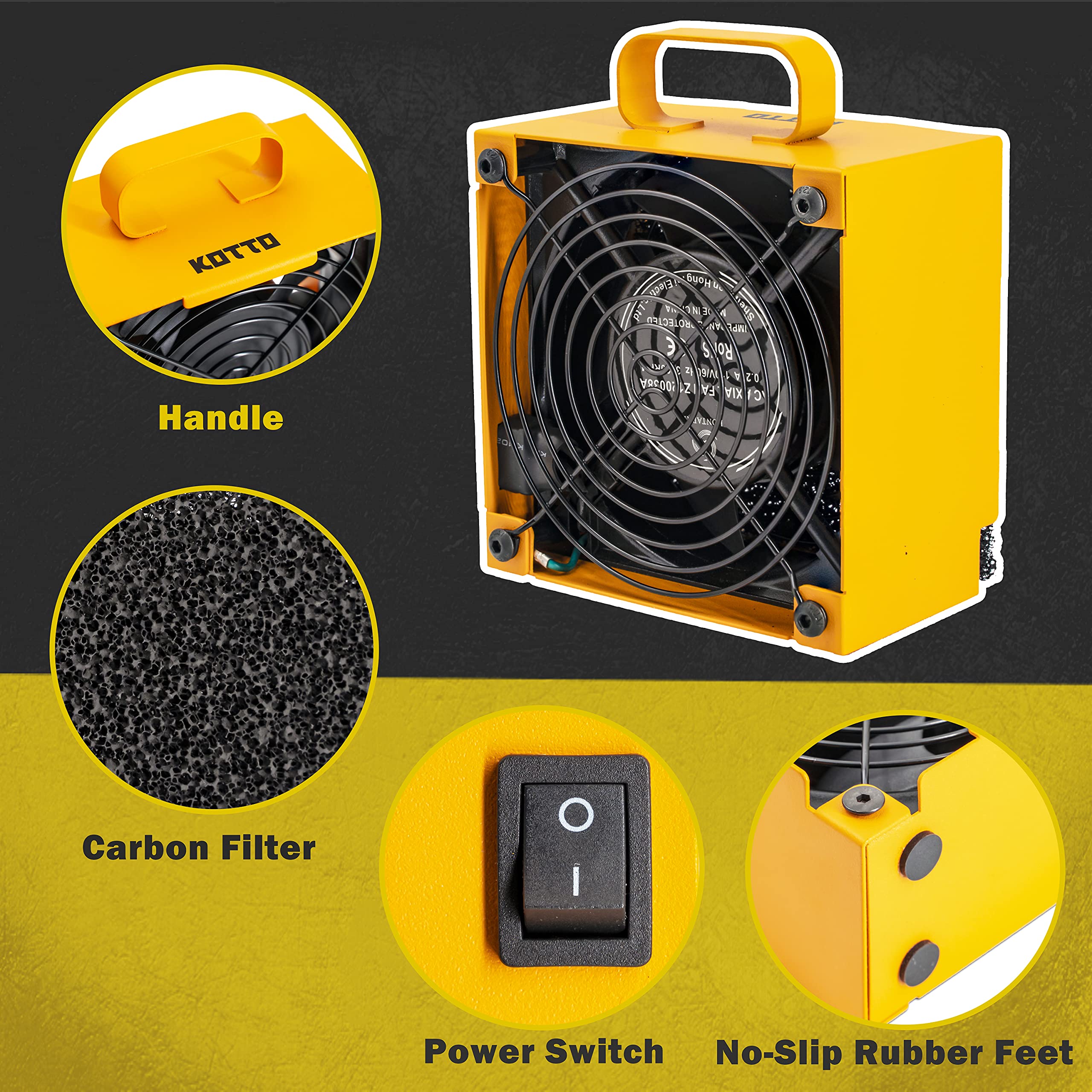 KOTTO Solder Smoke Absorber side view highlights quiet operation during work.