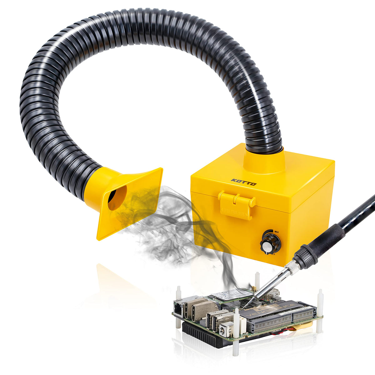 KOTTO Strong Suction Smoke Absorber front view for a compact workspace.