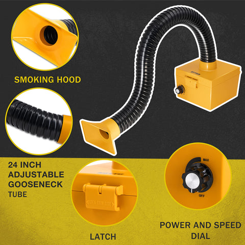KOTTO Strong Suction Smoke Absorber side view highlighting adjustable hose.