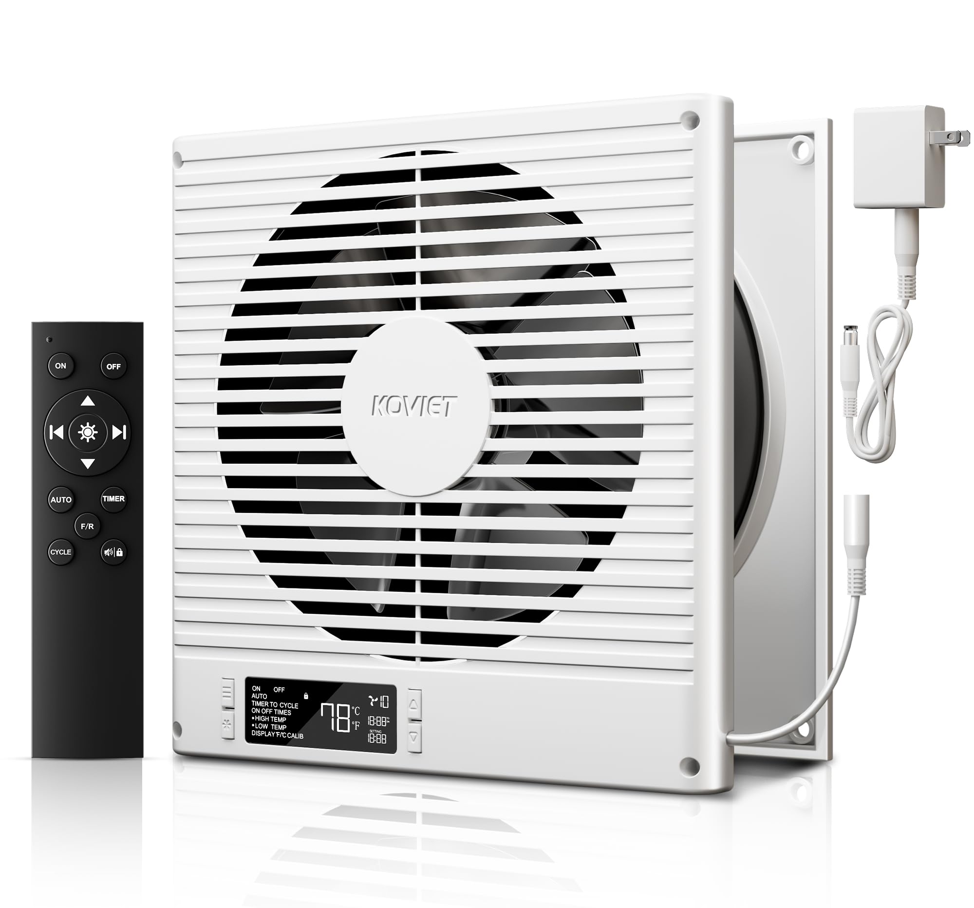 KOVIET 8 inch room to room ventilation fan with remote control for easy airflow management