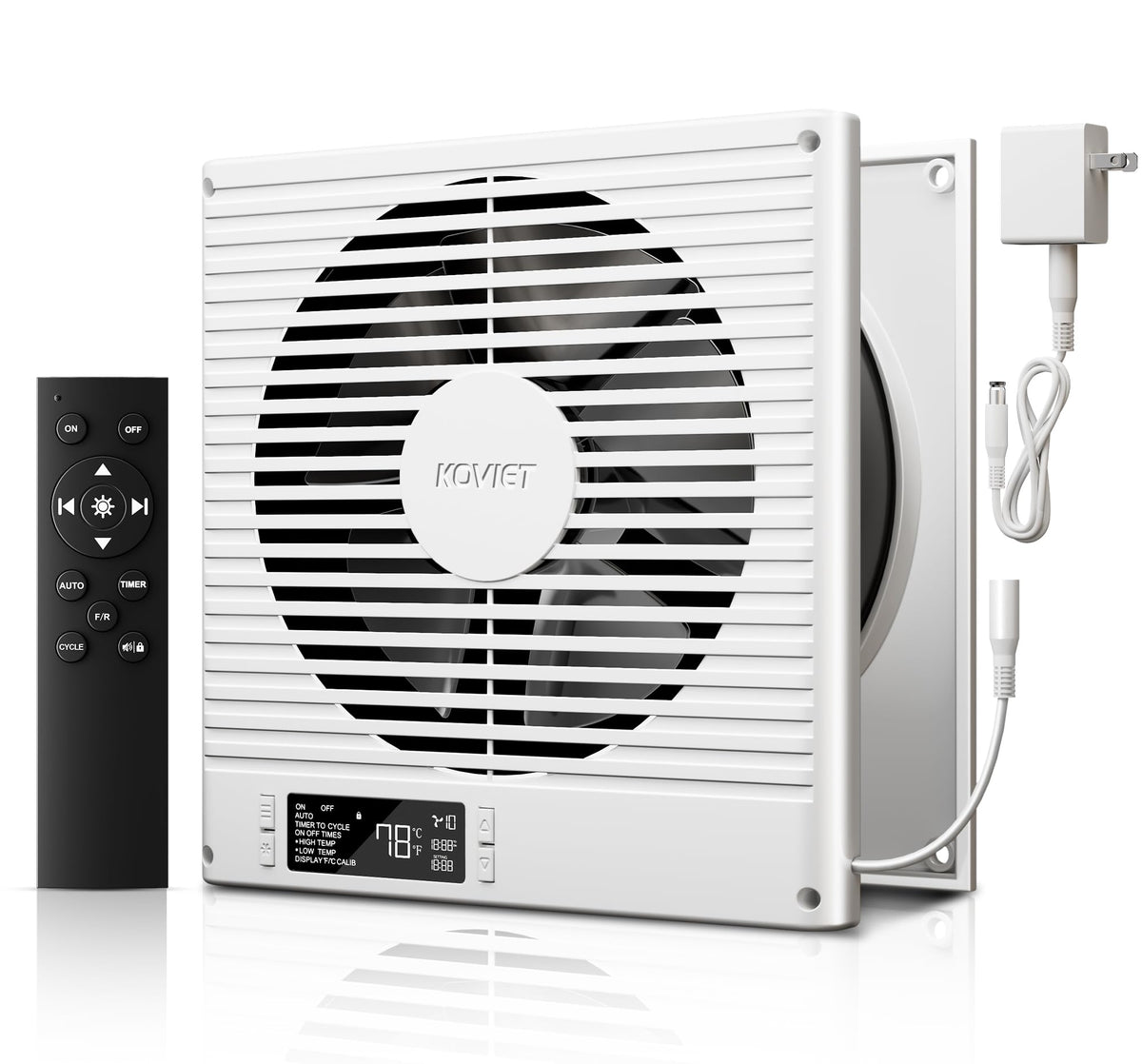 KOVIET 8 inch room to room ventilation fan with remote control for easy airflow management