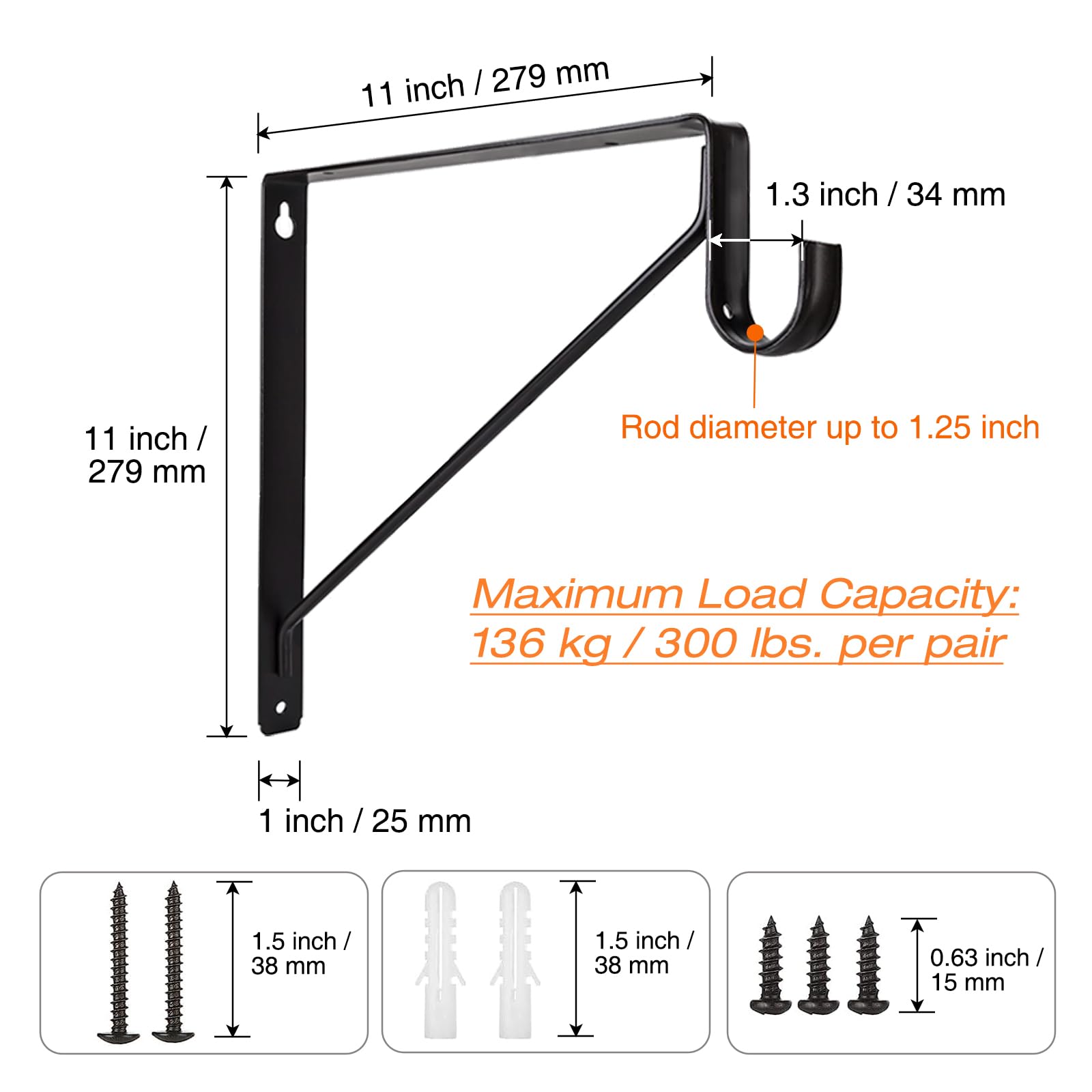 KOVOSCH 4-pack closet brackets, side view highlighting compact profile for tight spaces.