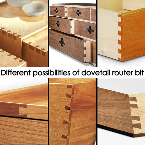 KOWOOD bit in use shaping dovetail joints in woodwork.