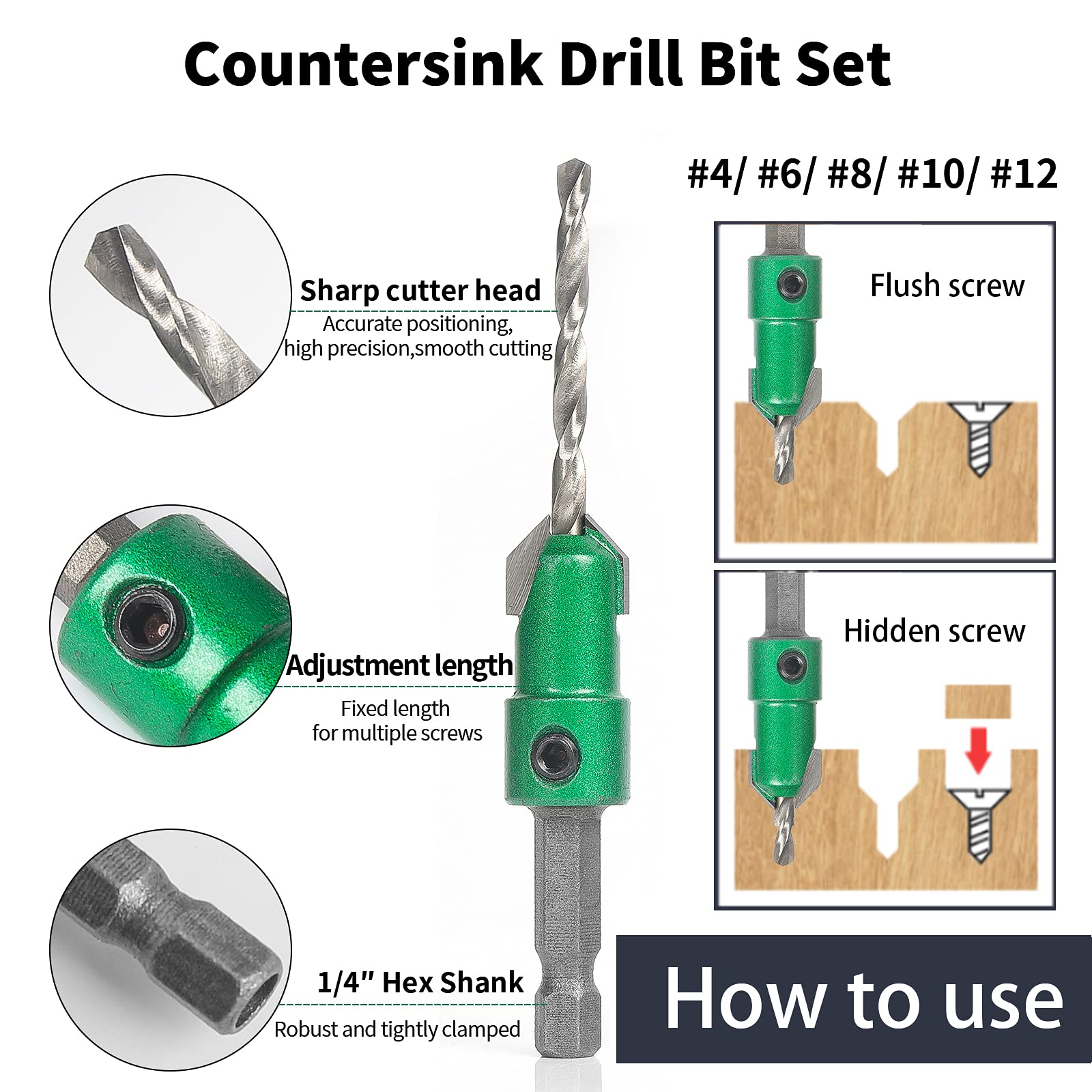 KOWOOD Pro hex key wrench included for quick bit changes