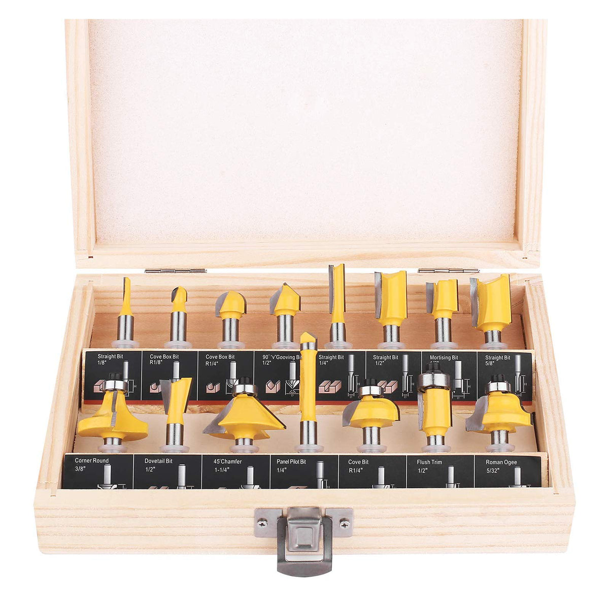 KOWOOD 15-piece router bits set for versatile beginner woodworking tasks