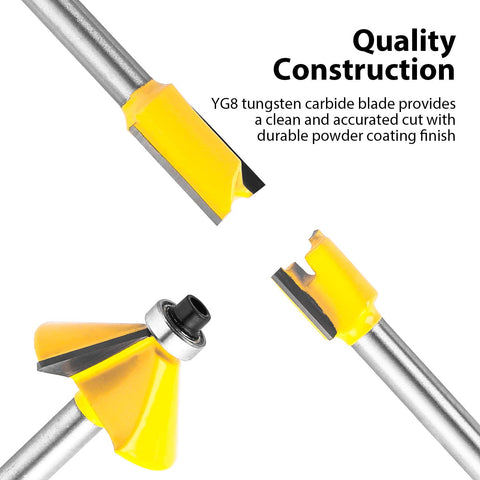 KOWOOD router bits with anti-kickback design for safer routing during woodworking