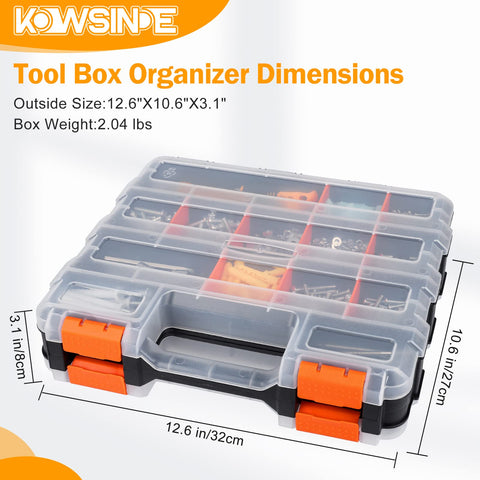 KOWSINDE 34-compartment tray showcasing ample space for screws and nuts.