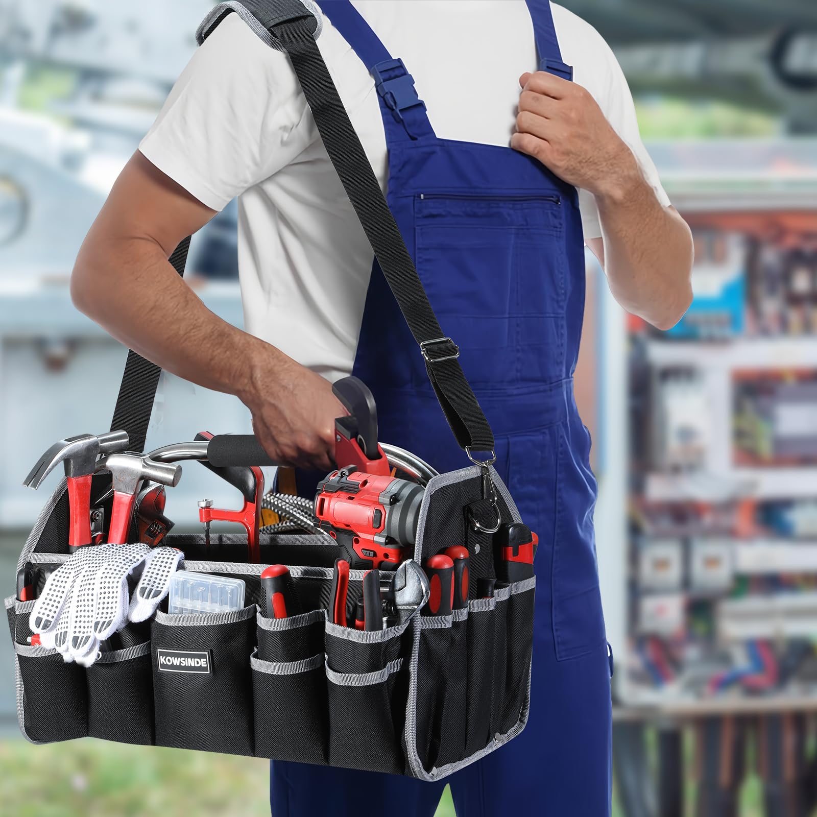 KOWSINDE adjustable shoulder strap balances heavy tool loads