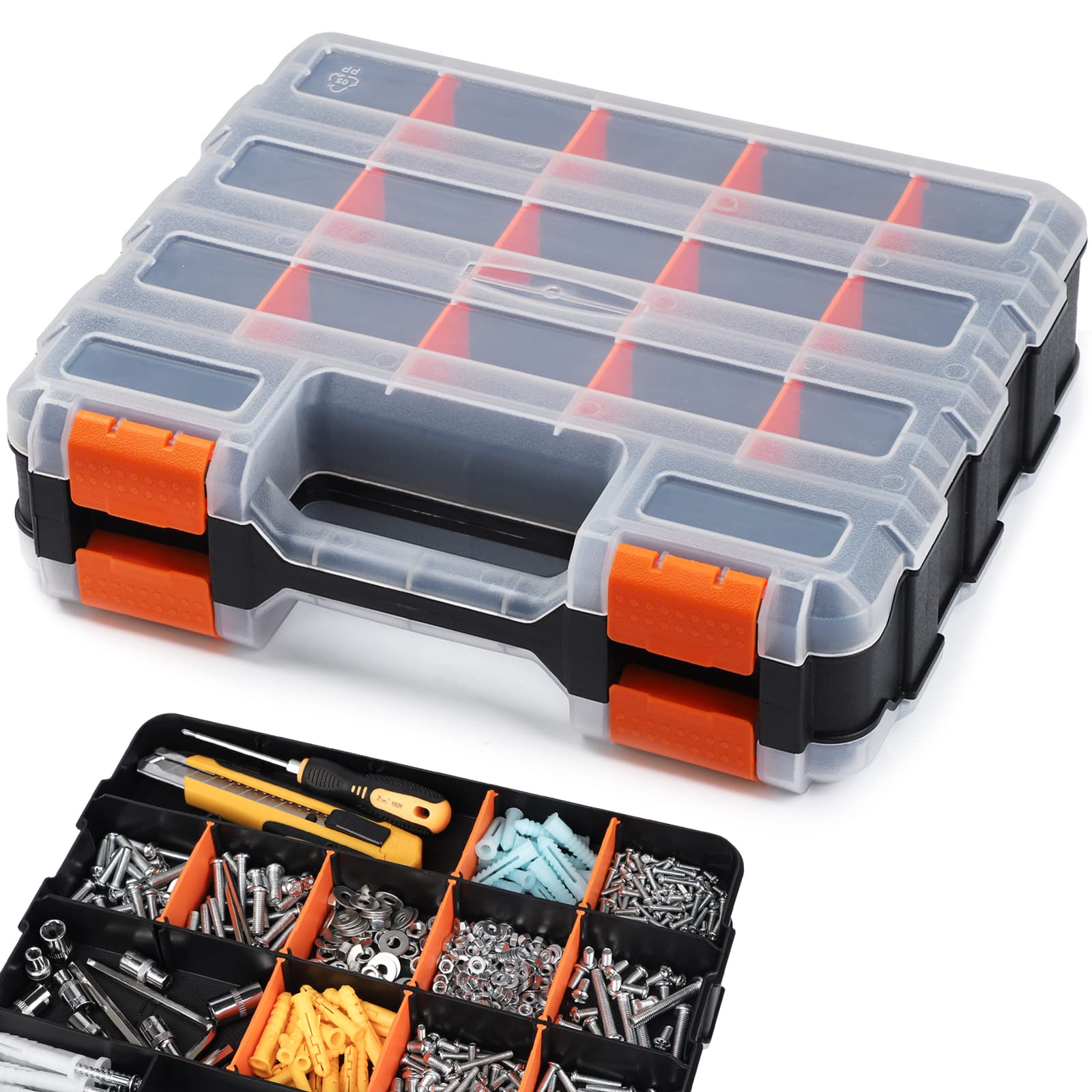 KOWSINDE double-side tool organizer with a clear cover for at-a-glance access.