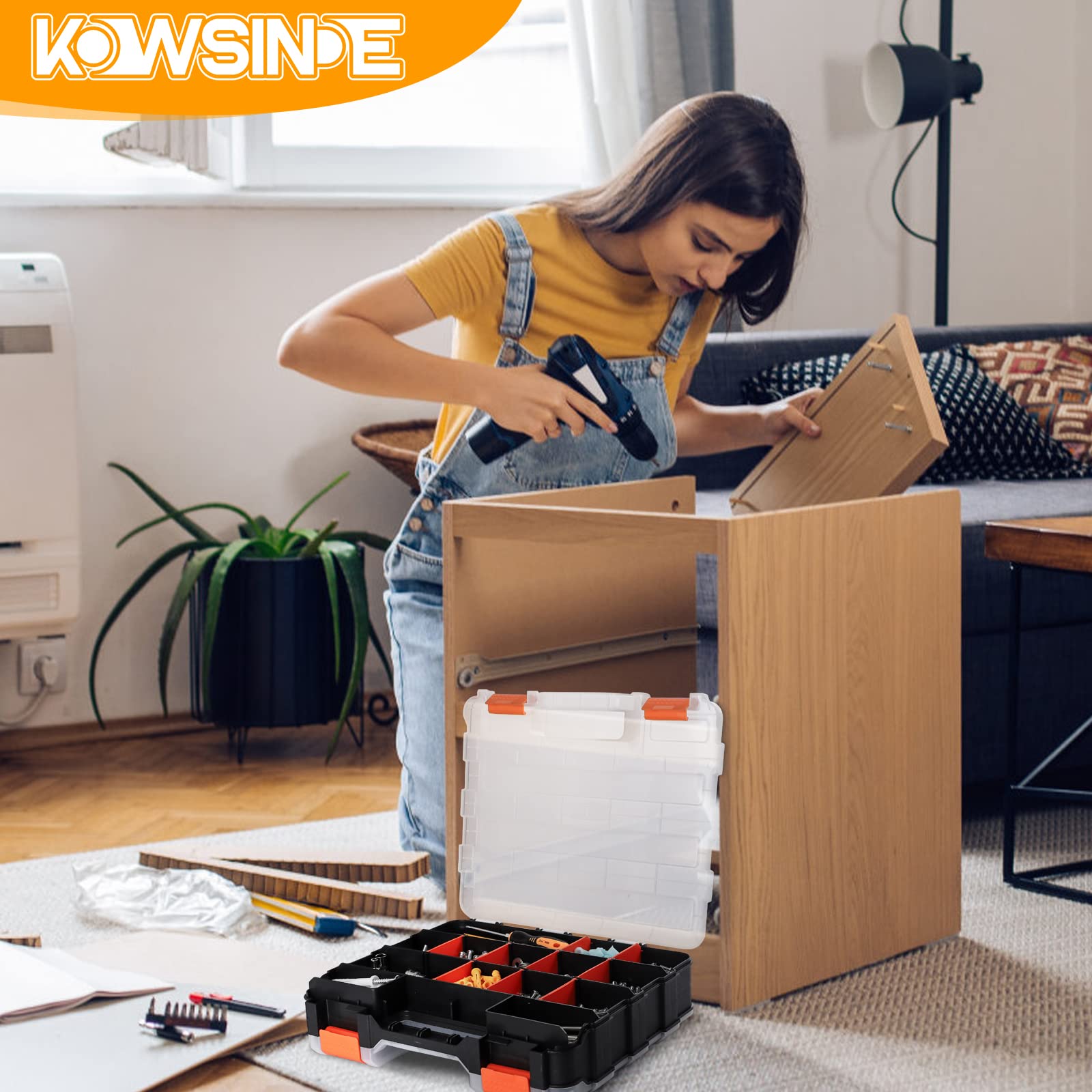 KOWSINDE versatile small-parts organizer for nails, bolts, beads, and more.