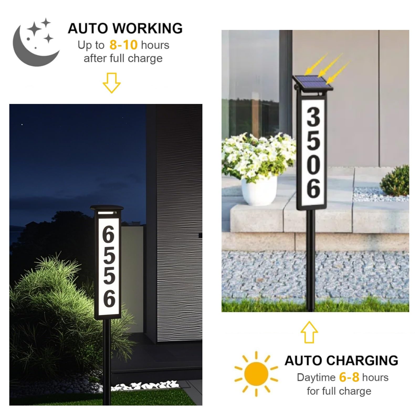 Koyopepi illuminated outdoor house numbers for clear nighttime deliveries and visitors.