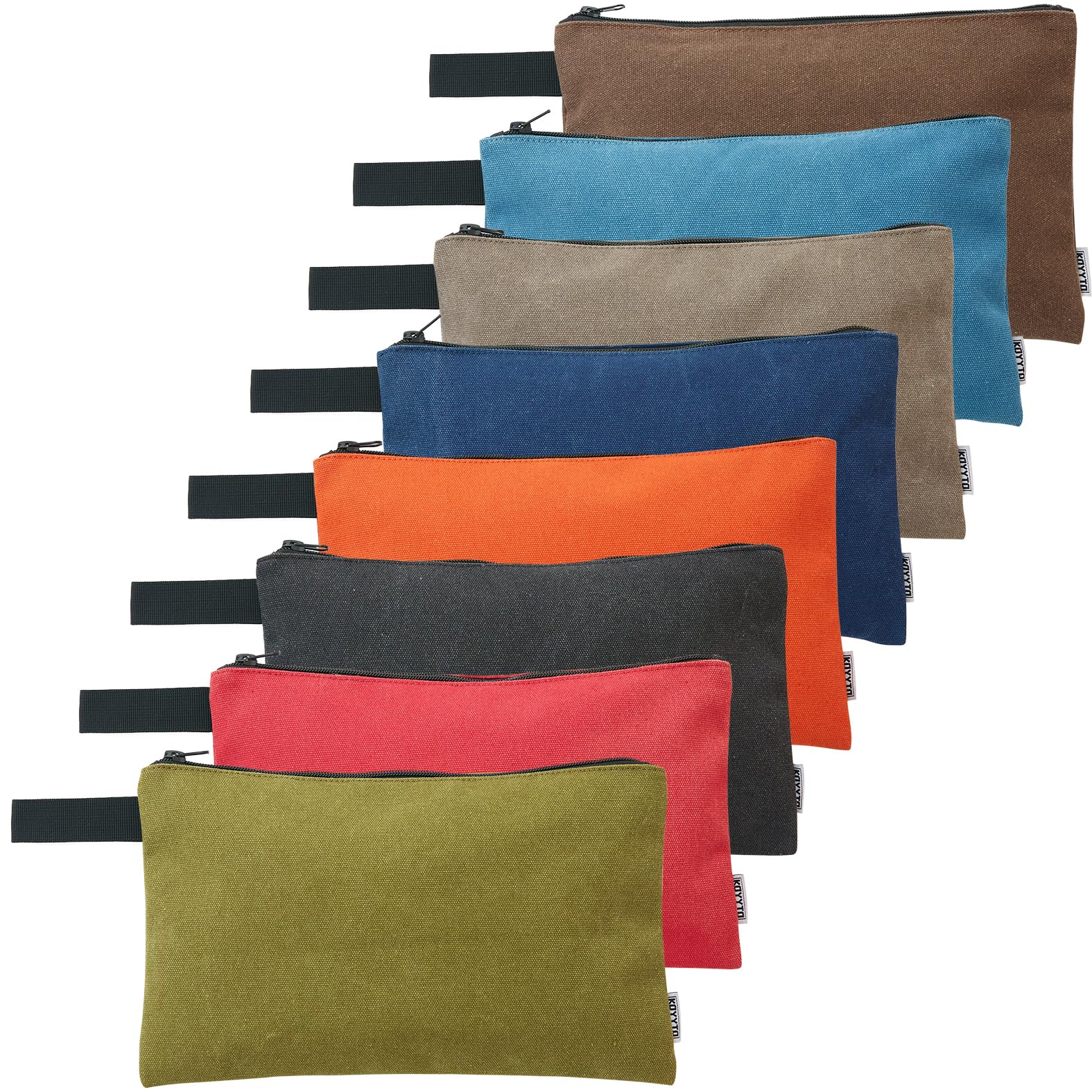 KOYYTO eight-pack canvas tool pouch showing rugged heavy-duty canvas for durable storage