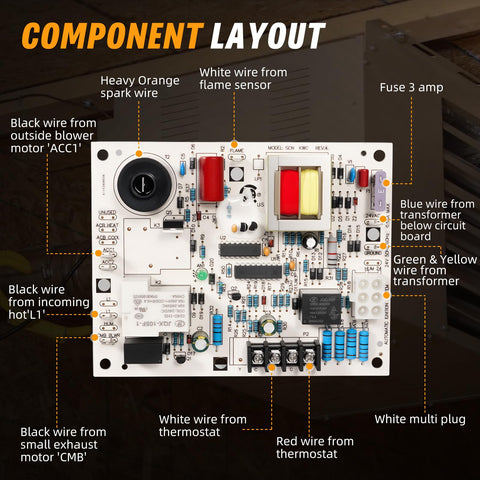 Kozlira 60105 ignition board closeup connectors highlighting secure wiring options.