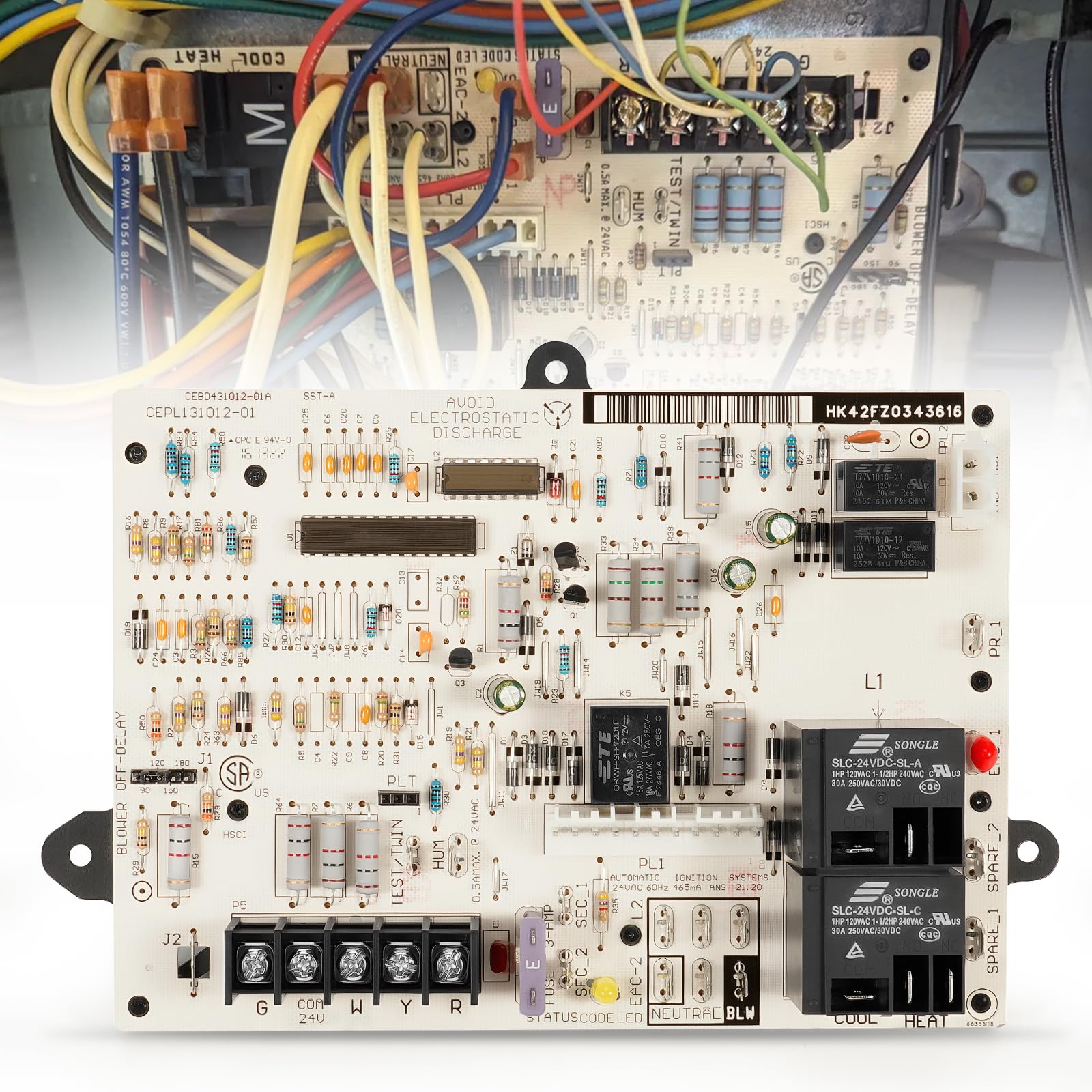 Kozlira HK42FZ034 board front view supports reliable furnace control.