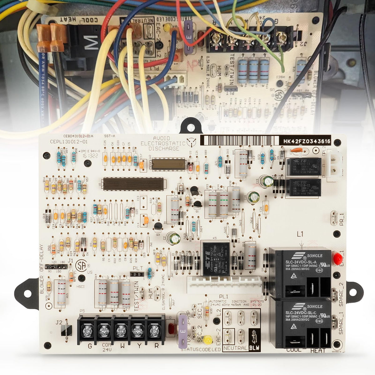 Kozlira HK42FZ034 board front view supports reliable furnace control.