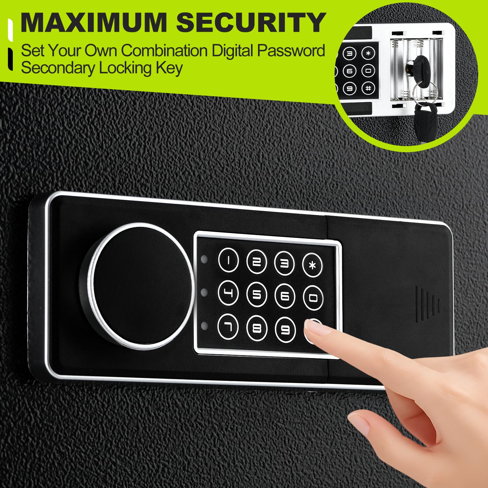 KPASAFE battery-accessible compartment enables quick power replacement.