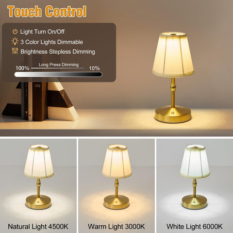 KPSHINE 3000mAh battery lamp, side view, showcases long-lasting cordless lighting.
