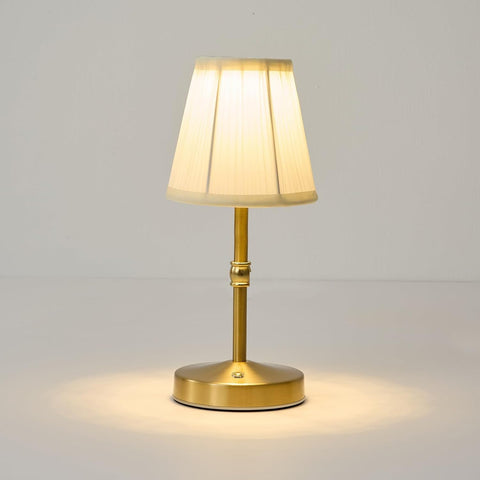 KPSHINE battery-powered lamp with brass finish, front view, ideal for tidy decor and wireless placement.