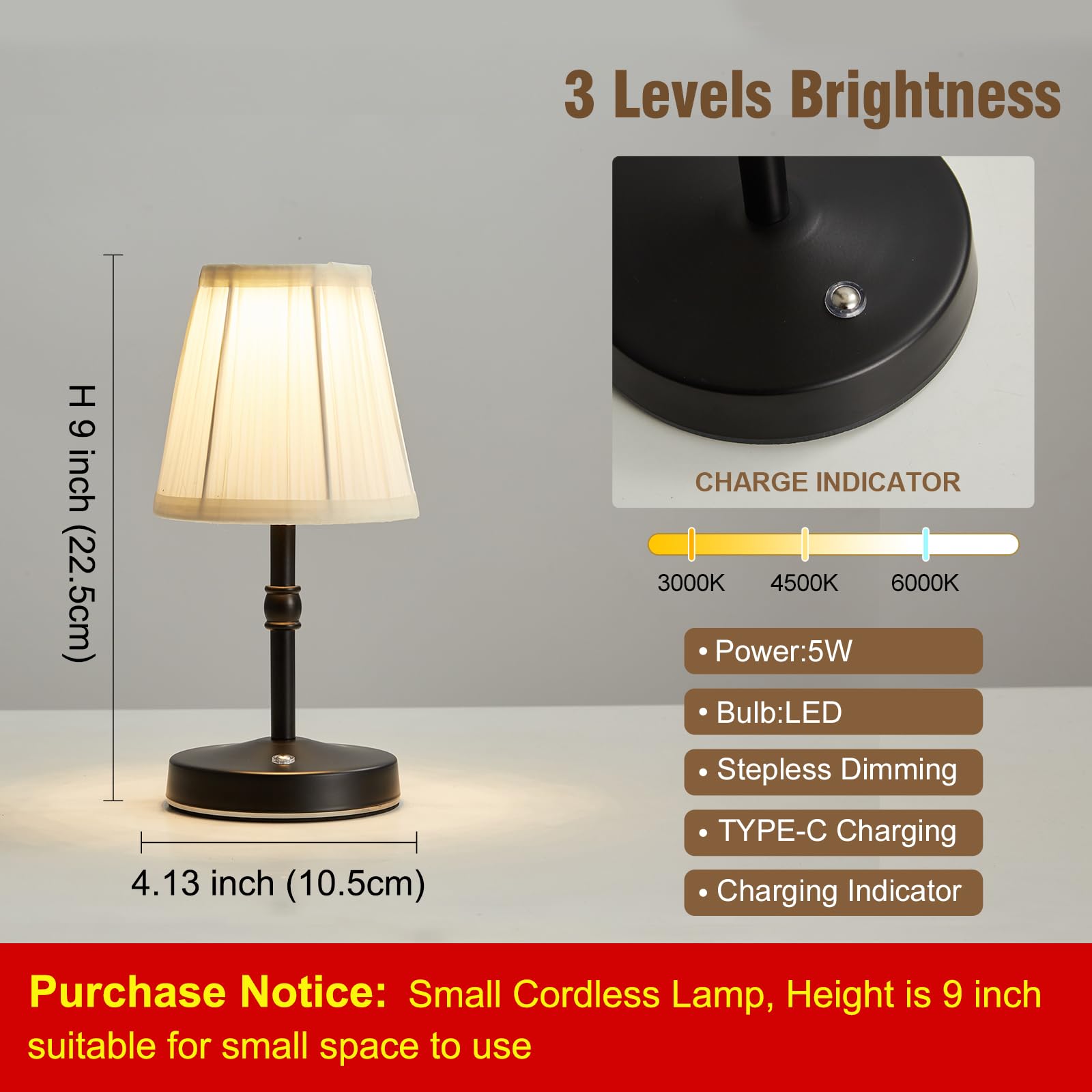 KPSHINE black desk lamp with dimmable brightness for customizable scenes.