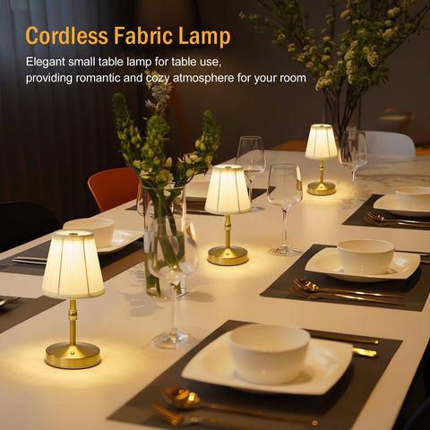 KPSHINE fabric-draped mini lamp, close-up, adds soft decor to compact spaces.