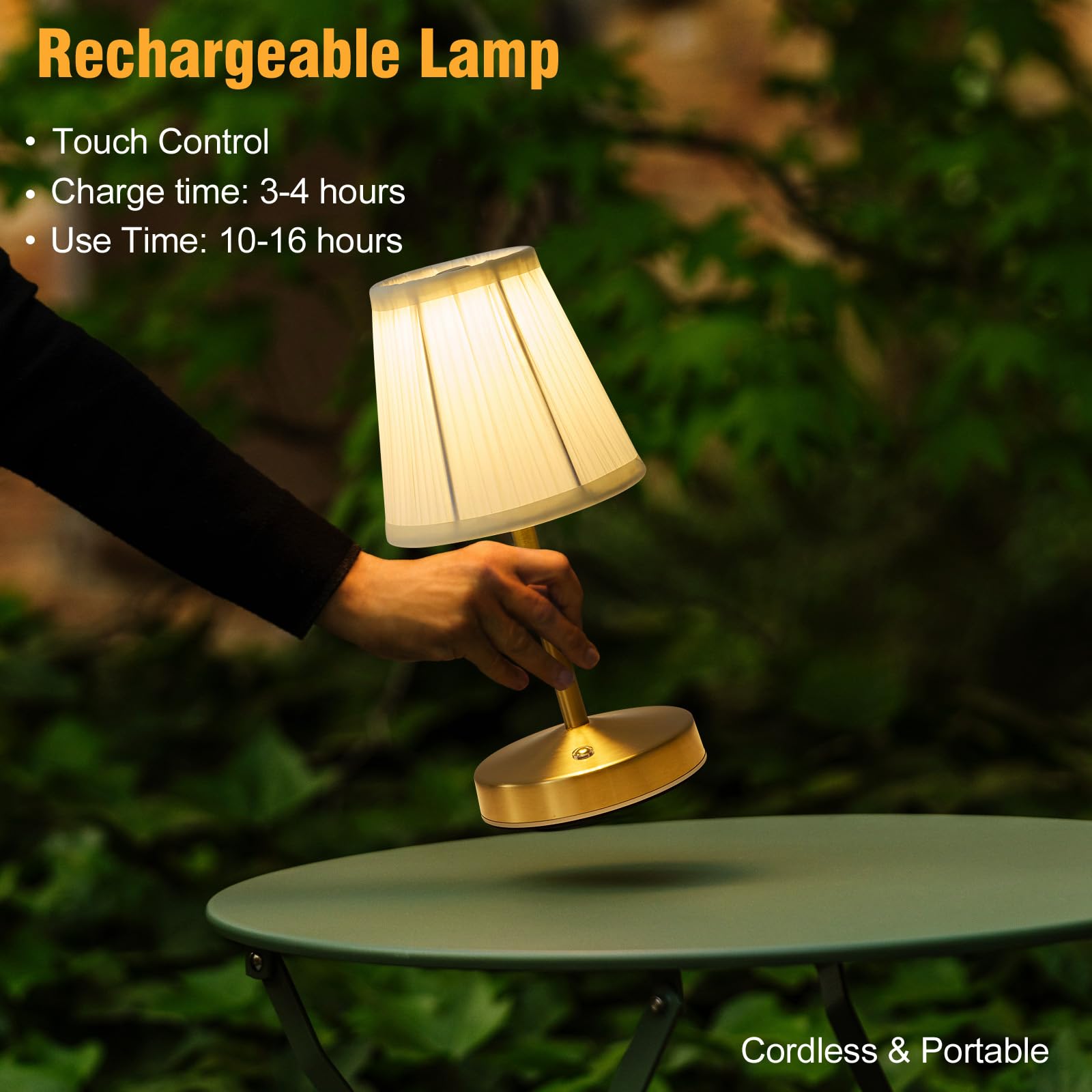 KPSHINE gold table lamp on dining counter, warm glow highlighting table setting.