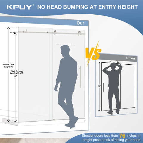 Brushed nickel hardware on KPUY shower door for durability and style