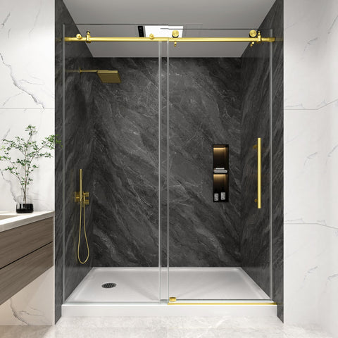 KPUY frameless shower door 60x76 inches with clean lines for a modern bathroom