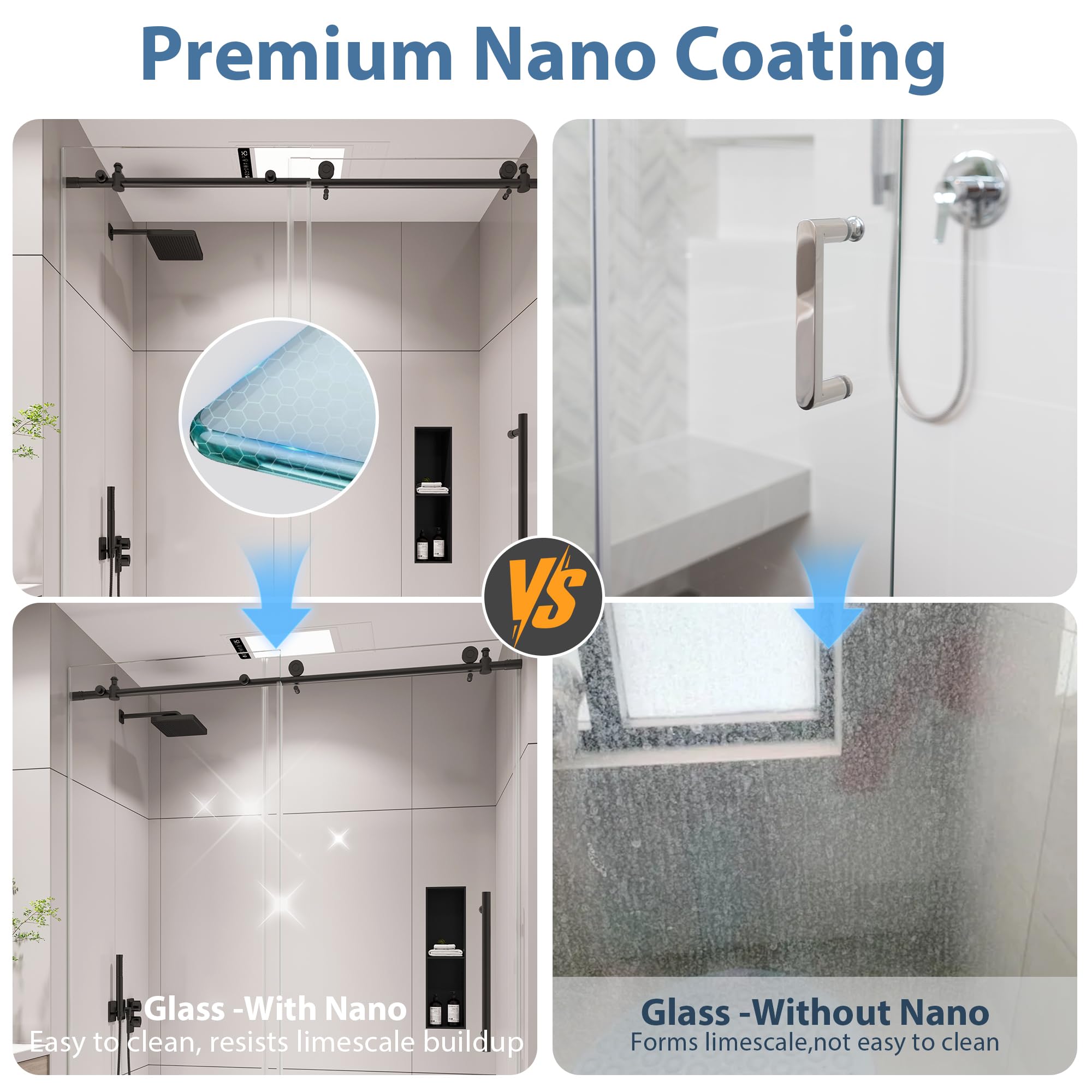 KPUY shower door waterproof seal prevents splashes for a cleaner floor.