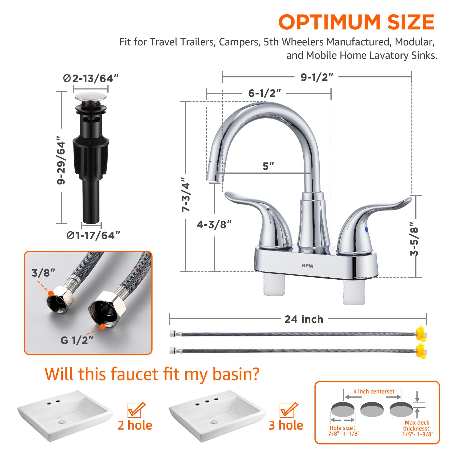 KPW 2-handle dual-lever setup enables precise hot or cold water control