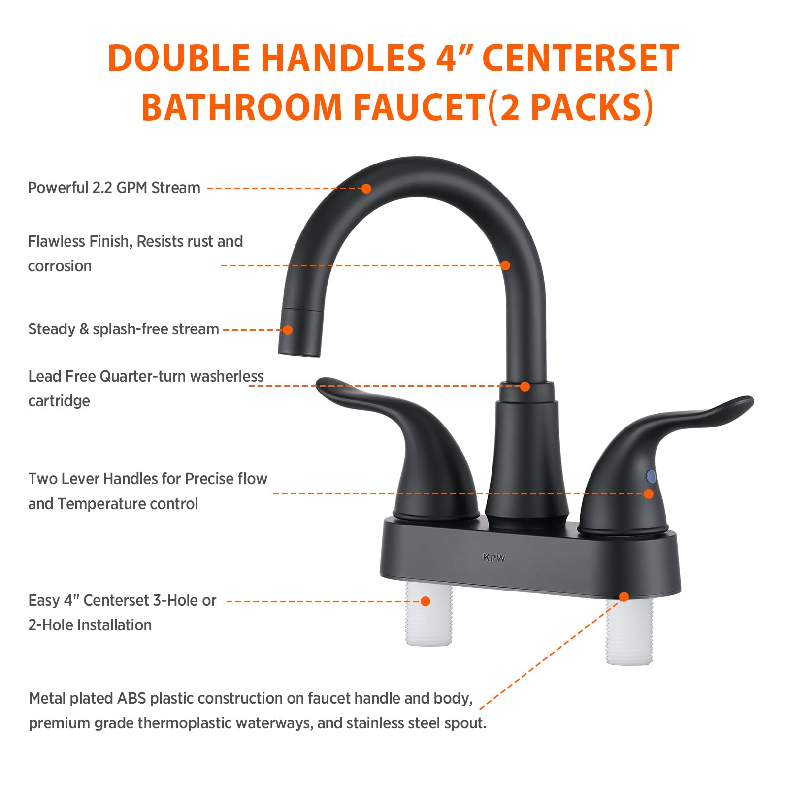 KPW gooseneck spout swivels 360 degrees for full sink reach