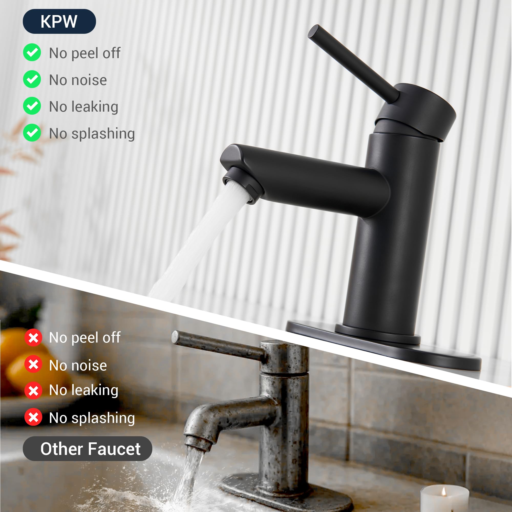 KPW stainless steel faucet with matte black finish for durability