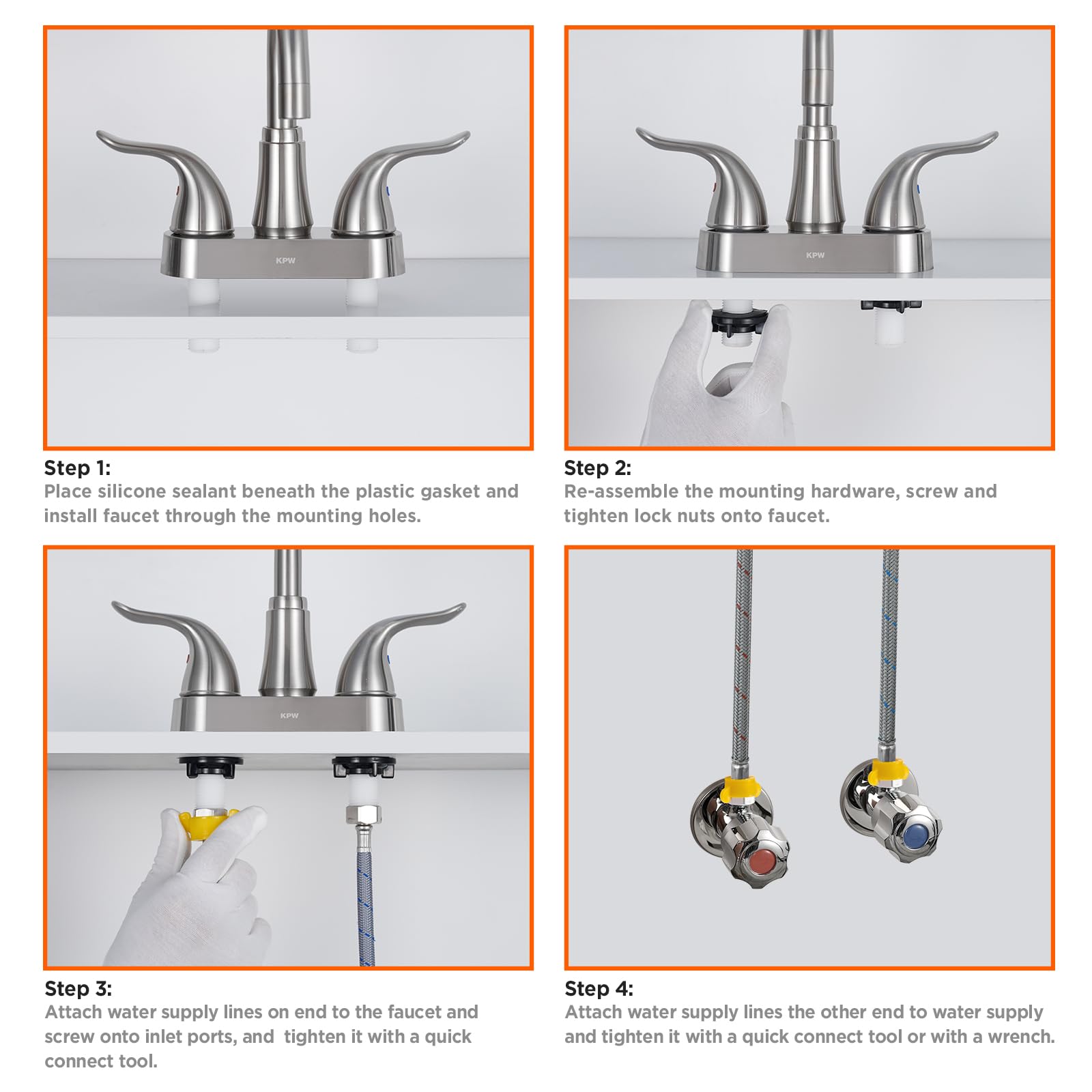 KPW brushed nickel finish resists fingerprints and adds timeless style.
