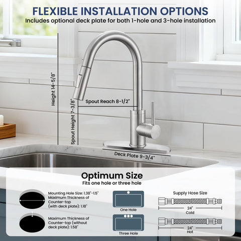 KPW high-arc spout with 360° swivel for full sink access