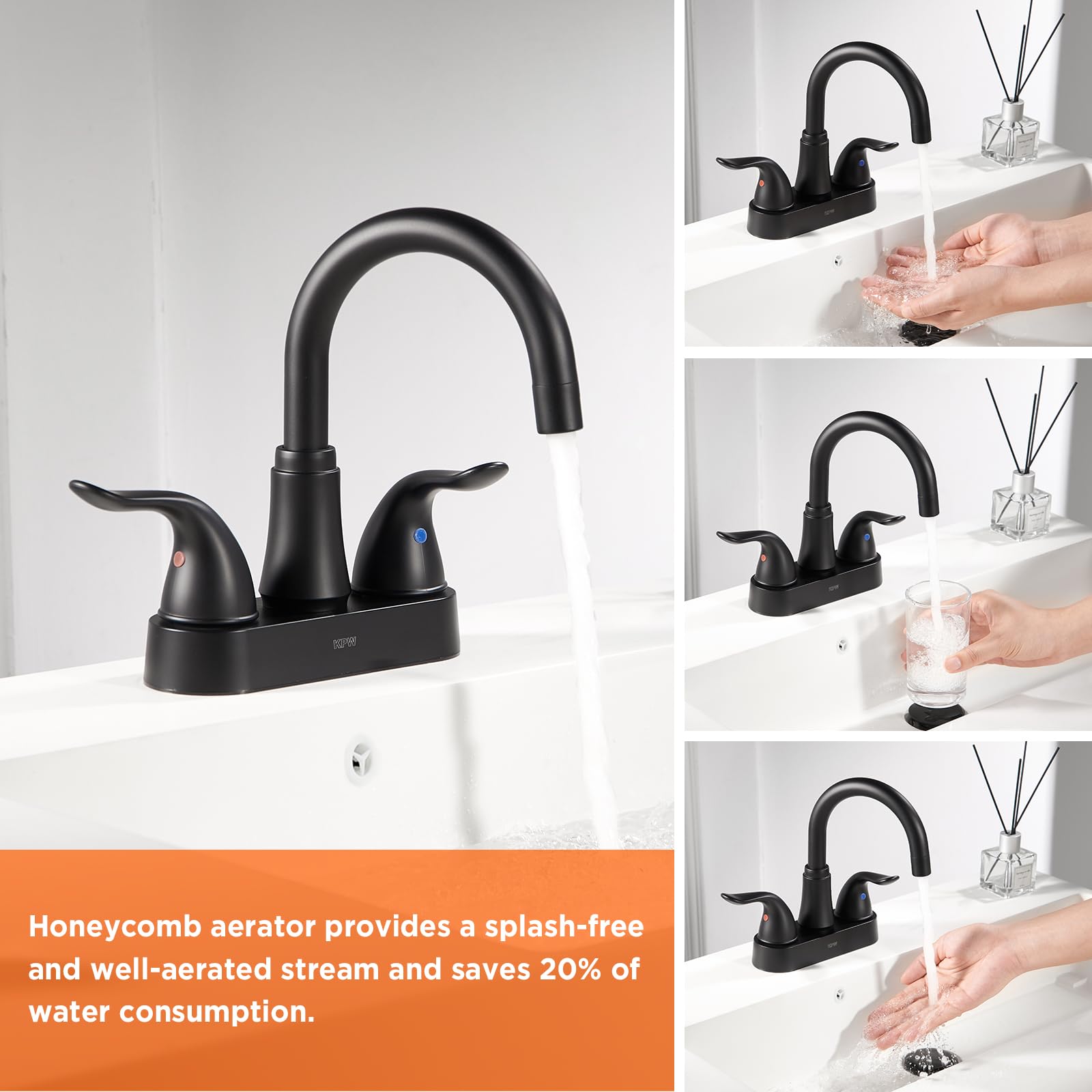 KPW matte black finish adds modern style to bathrooms.