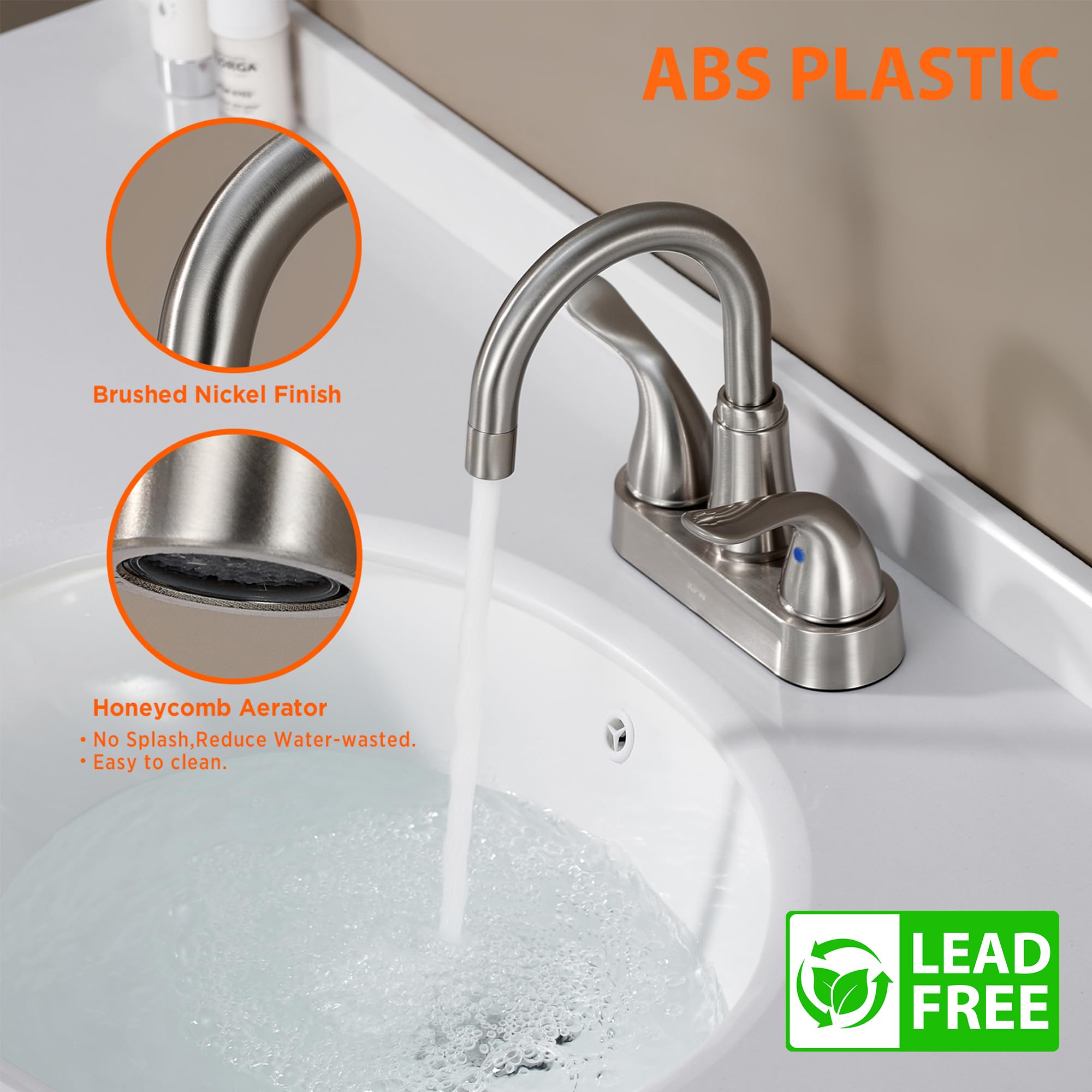 KPW pop-up drain and water supply hoses enable quick installation.