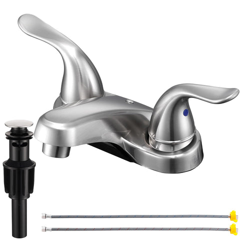 KPWATER dual handles brushed nickel bathroom faucet for precise control