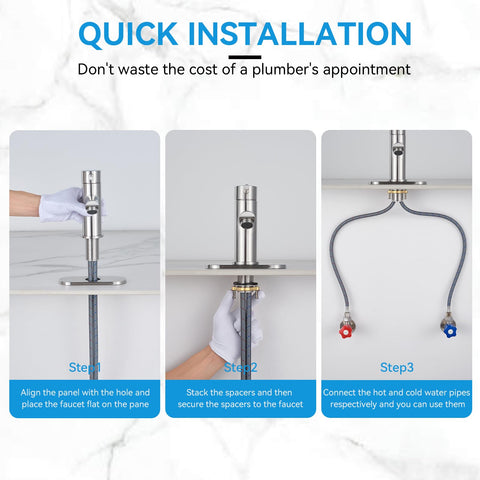 KPWATER faucet with pop-up drain included for easy cleaning