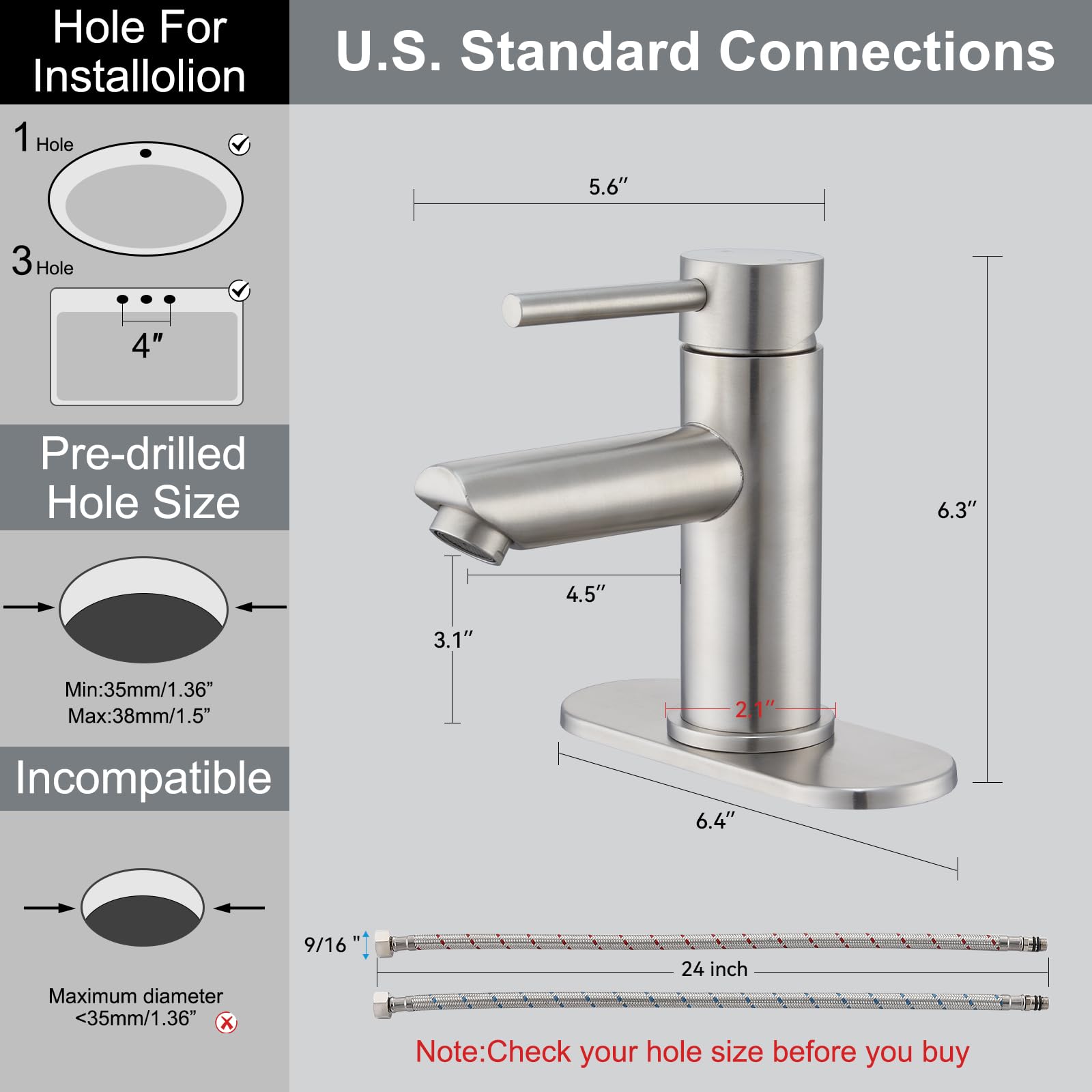 KPWATER single-handle faucet shown in side profile for easy control