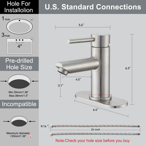 KPWATER single-handle faucet shown in side profile for easy control