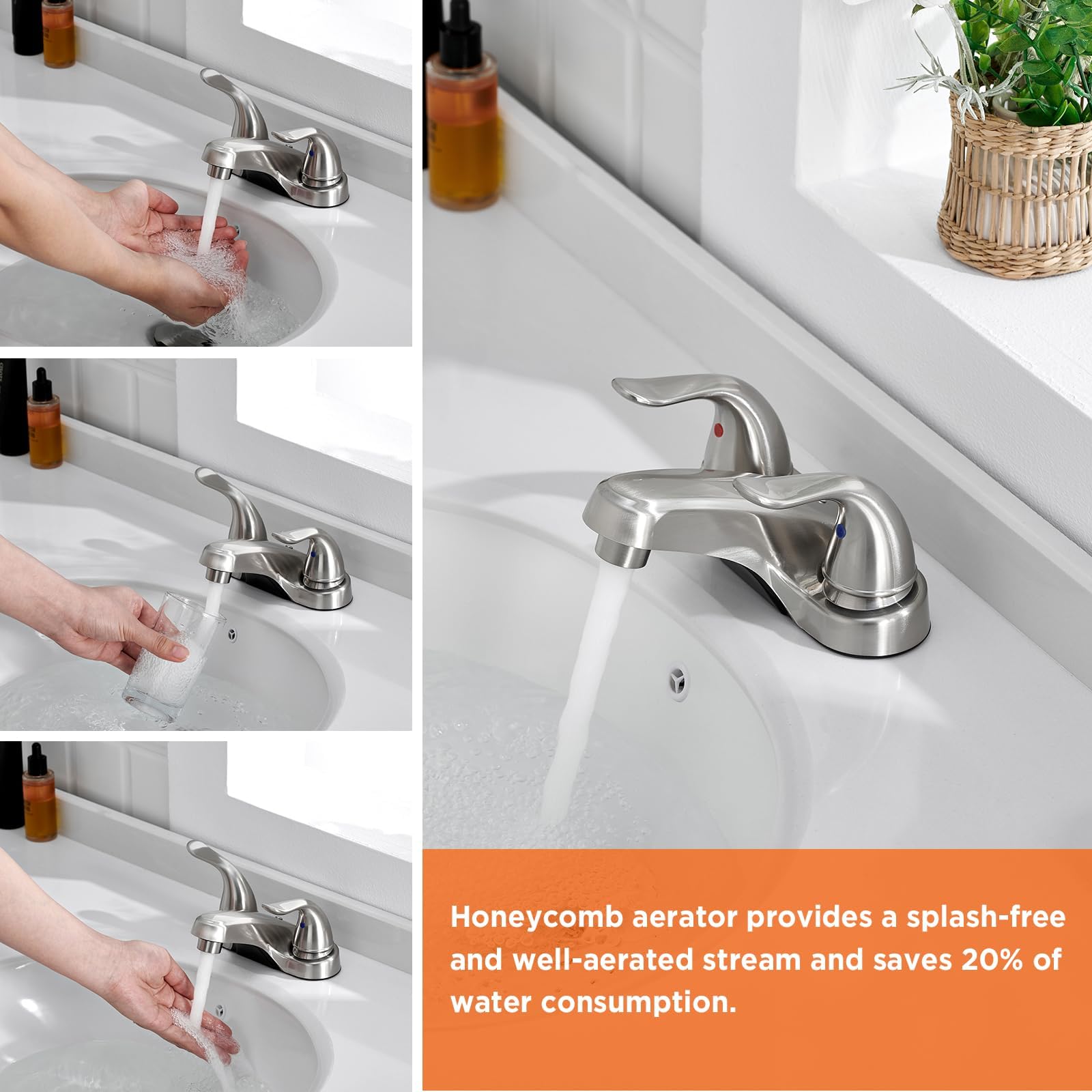 KPWATER nickel-plated finish resists corrosion for lasting shine.