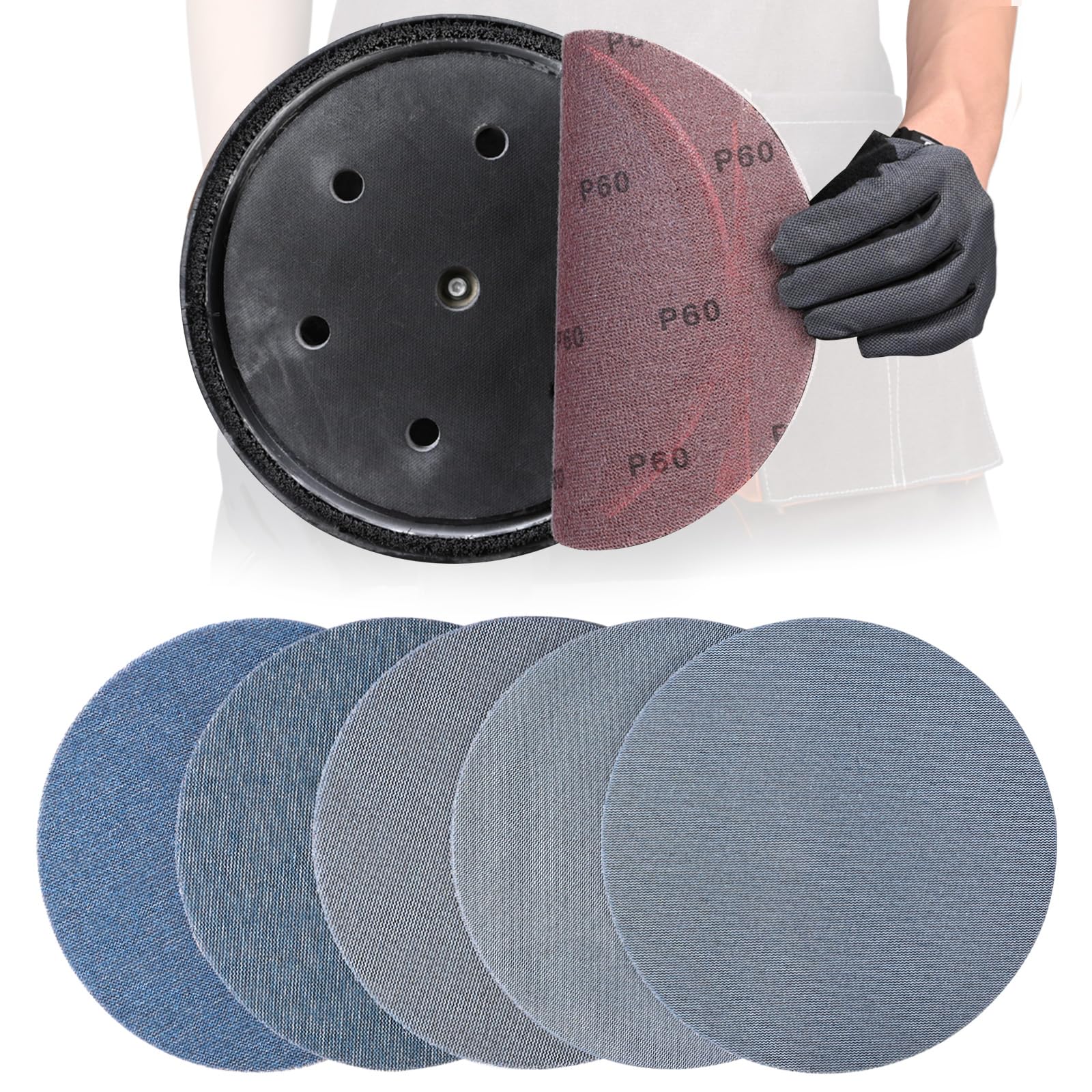 KQCXIK 9-inch mesh disc in 60-grit for fast drywall prep.