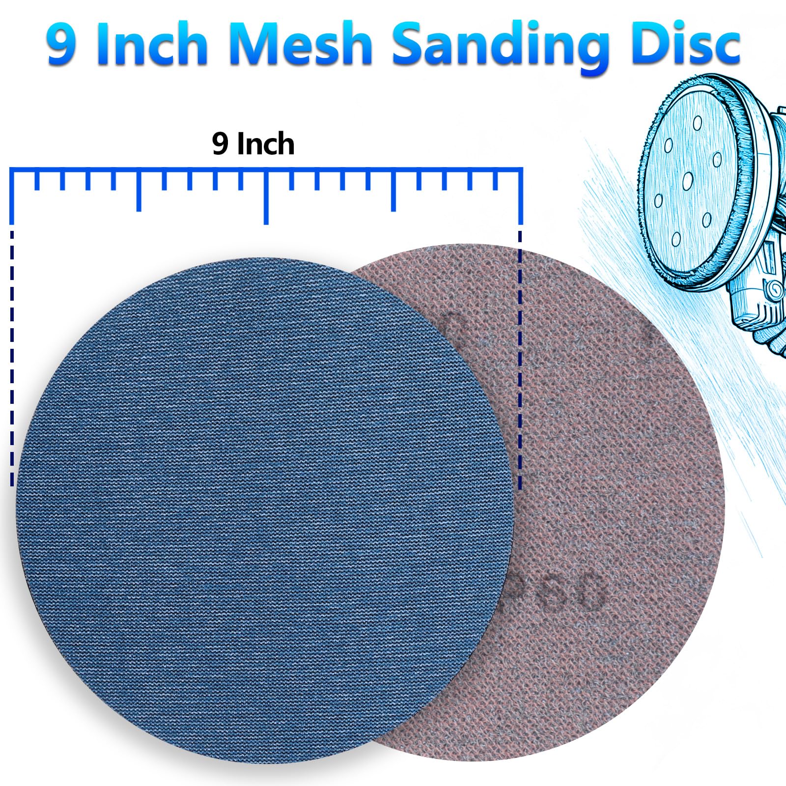 KQCXIK 9-inch mesh disc in 80-grit for precise sanding results.