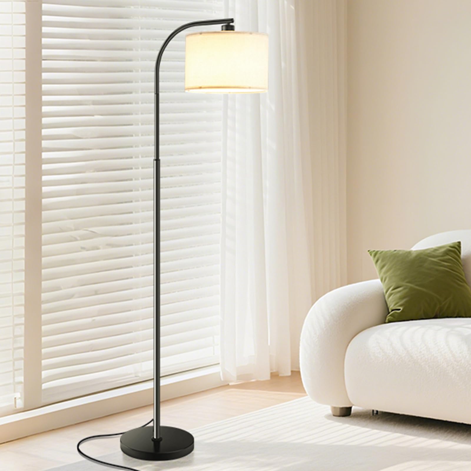 KQW floor lamp fabric shade yields soft, diffused light